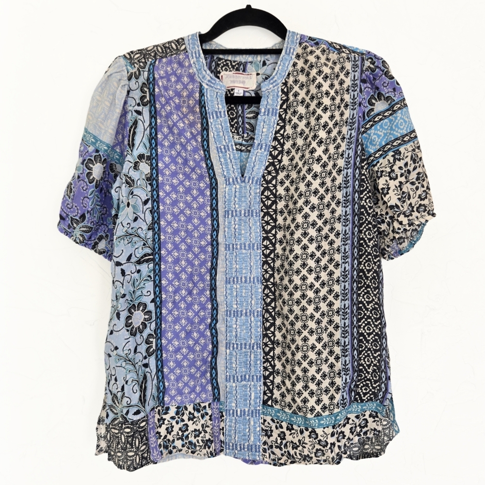 Johnny Was Blue Patchwork Embroidered Casablanca … - image 2